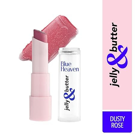Blue Heaven Jelly & Butter Lip Balm infused with Jojoba Oil, Shea Butter + Vitamin E, smoothens Dry & Chapped Lips, Fades Pigmentation, Soften & Smoothes Plums Lips, Dusty Rose, 3g