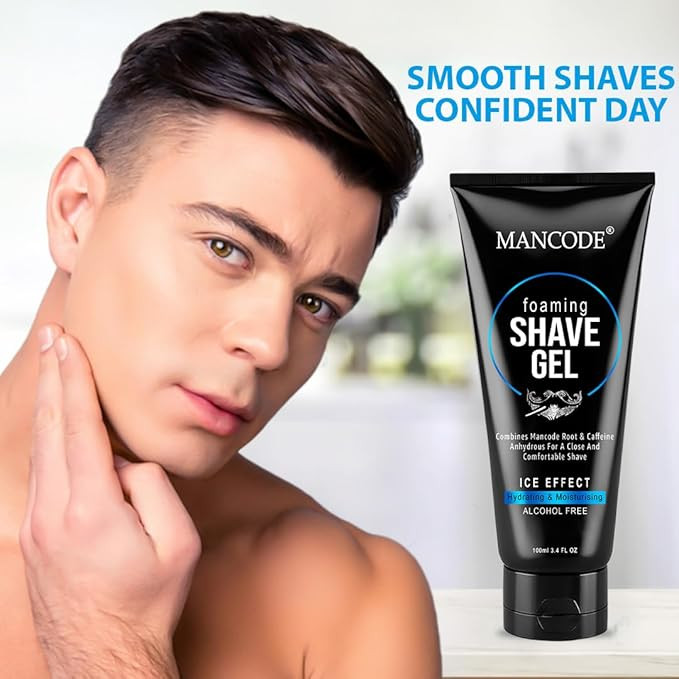 Mancode Foaming Shave Gel for Men, 100ml, Alcohol Free, Extra Sensitive Formula, Hydrating, Smooth Shave, Minimizes Razor Burn, 1 Pack