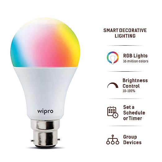 Wipro WiFi Enabled Smart LED Bulb B22D 9-Watt white colour