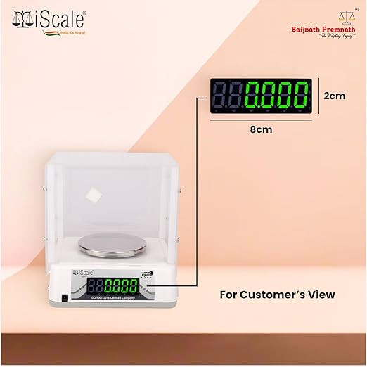 iScale i-31 600g x10mg (0.01g) Gold Weighing Scale for Jewelry Shop and Home Professional uses with Windshield Cover, Front & Back double display
