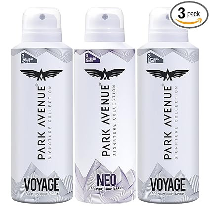 Park Avenue Men Voyage & Neo Signature Collection | Deodorant Spray | Fresh Long-Lasting Aroma | 150Ml Each (Pack Of 3), 450 Millilitres