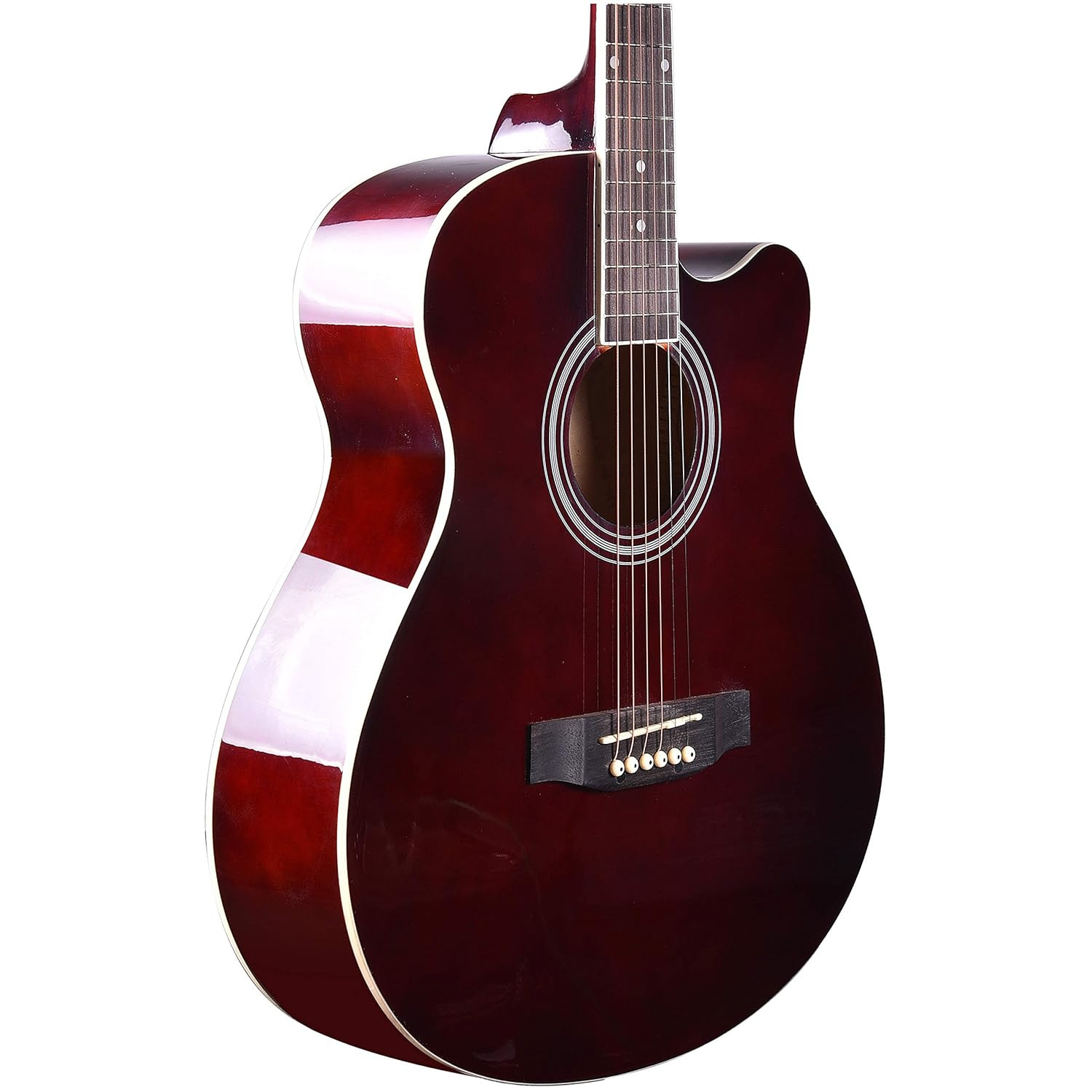 Kadence Basswood Frontier Guitar, Acoustic Guitar With Die Cast Keys, Set Of Strings, Strap, Picks And Bag (Wine Red, Acoustic)
