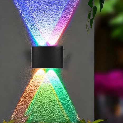 FERA Waterproof Aluminium Up Down Led Wall Lamp, 4 Ray, Multy Colour, Indoor/Outdoor Decorative Wall Sconce Light (4 Ray Color)