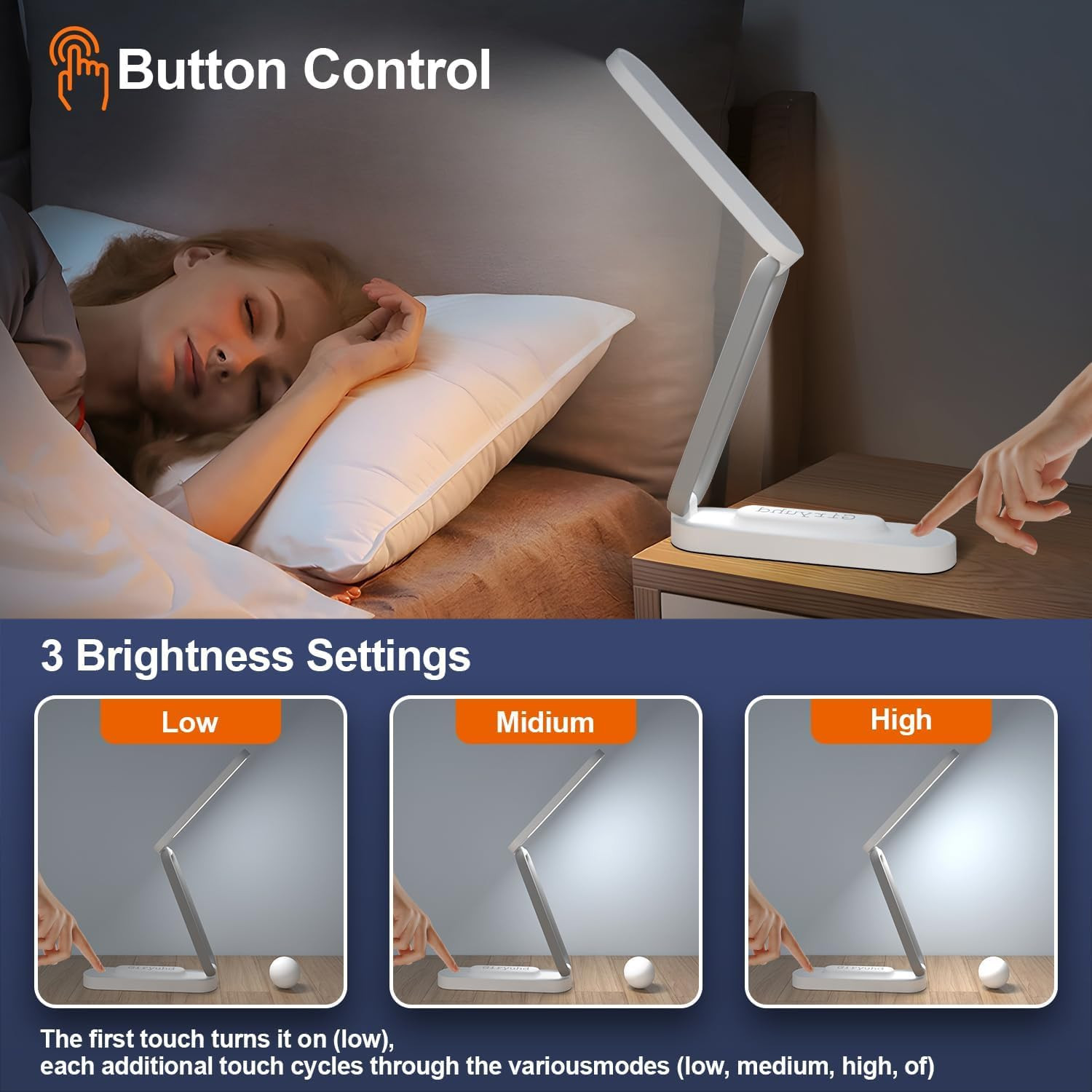 MONJAY Plastic Led Desk Lamp Dimmable Table Lamp Reading Lamp With Usb Charging Port 3 Colour Mode Led Study/Table/Desk Lamp Touch Control Eye Caring, Desk Lamp For Work (Pawn, White)