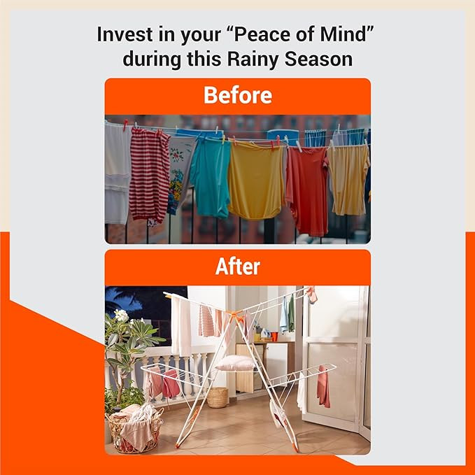 Bathla Mobidry Neo+ 2-Level Foldable Cloth Drying Stand for Home with Socks Holder (Black & Blue