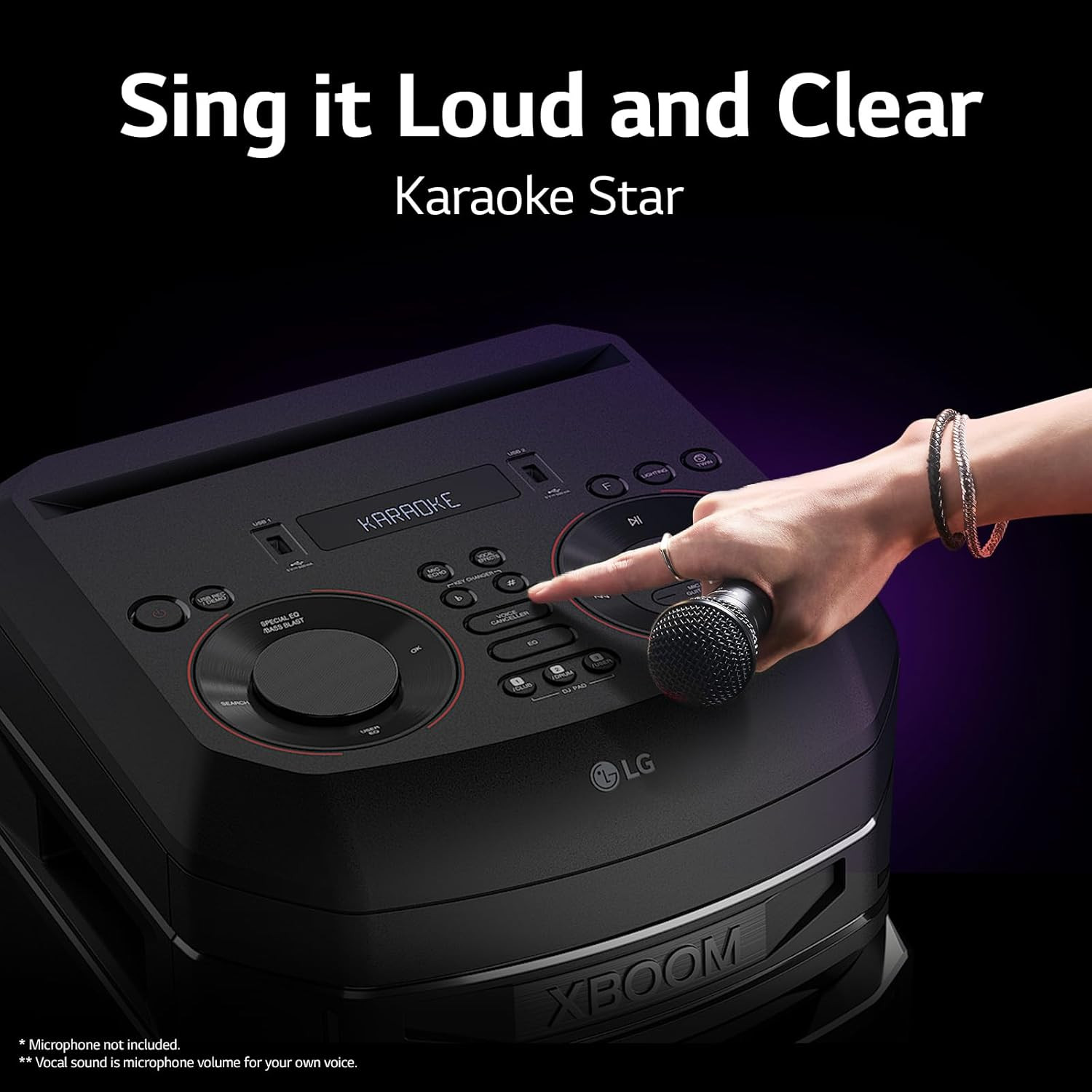 (Refurbished) LG XBOOM RNC7 Party Speaker, Multi Color Lighting, Karaoke Feature, 1 Mic + 1 Guitar Input, Wireless Party Link, USB, Bluetooth Connection, XBOOM App