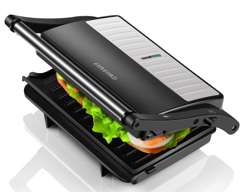 Concord Sandwich Maker, Griller, Toaster | 1000 Watts | 180° Opening | Oil Drip Tray | 1.5 Meter Long Cord | Black, Silver