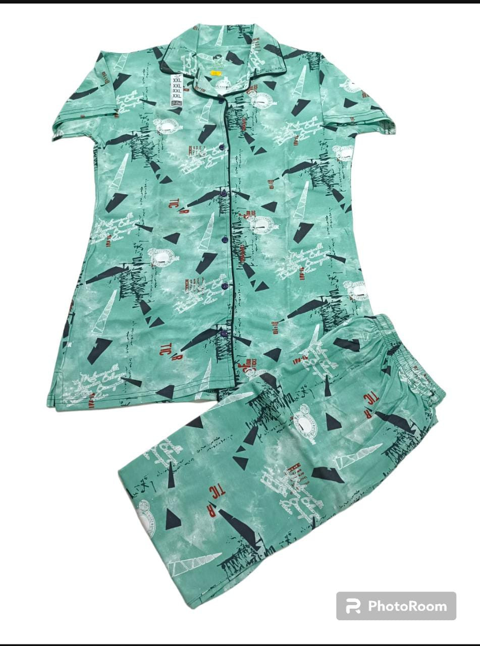 Women's Cotton Half Sleeve T Shirt and Pajama Pants Regular Fit NightSuit Top and Pyjama Set Ladies Night Dress/Night suit/Sleep wear