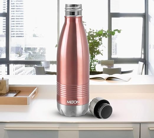 Milton Duo DLX 1000 Thermosteel 24 Hours Hot and Cold Water Bottle, 1 Piece, 1 Litre, Rose Gold | Leak Proof | Office Bottle | Gym | Home | Kitchen | Hiking | Trekking | Travel Bottle