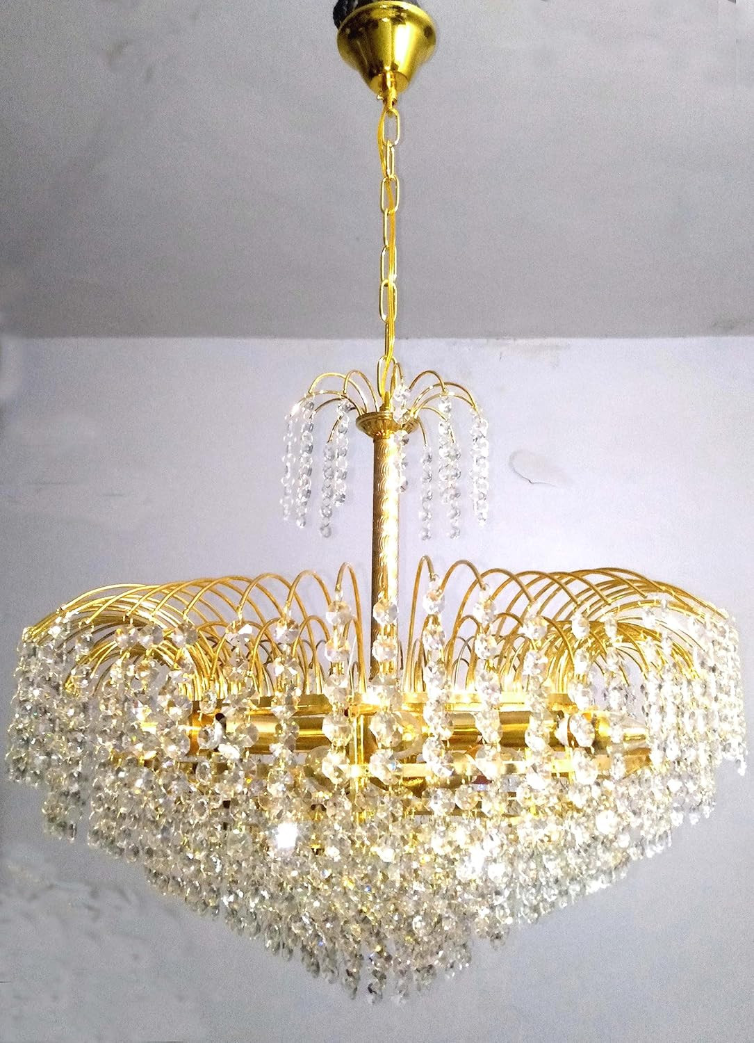 SHRI MAHAL ANTIQUES Crystal Chandelier for Living Room Bedroom Office Jhoomar Glass Crystal Big Size Jhumar Modern Ceiling Light (Size: 60 x 60 x 90 CM)