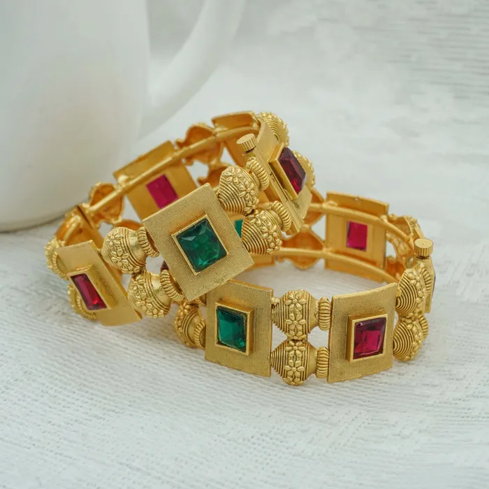 Ruby Green Diamond Copper Bangles