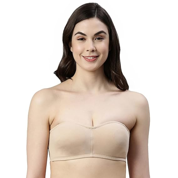 Enamor Women's Everyday Cotton Tube Bra - Non-Padded, Non-Wired, Full Coverage, Adjustable Straps for Multiple Styling Options