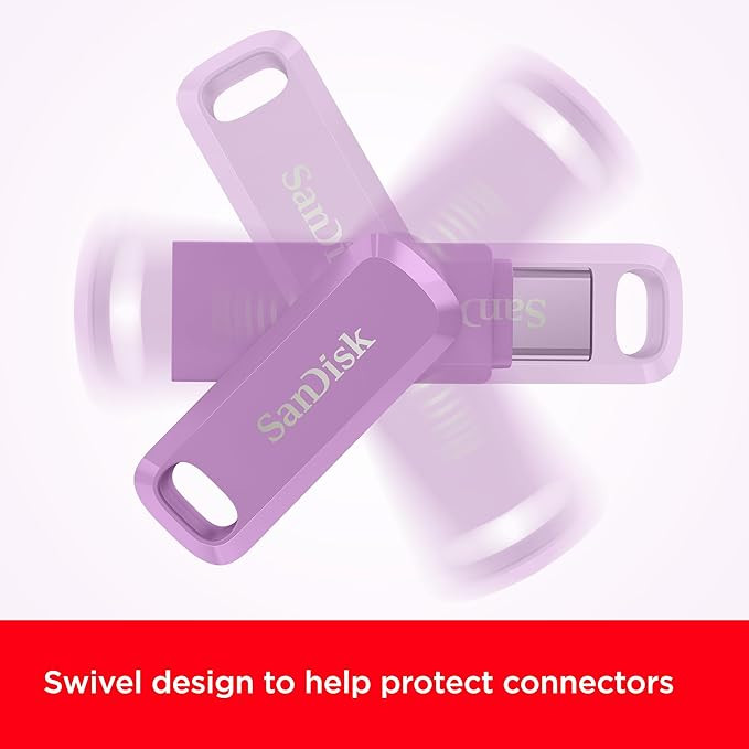 SanDisk Ultra Dual Drive Go, USB Type-C, 128GB, Lavender, 400MB/s R, 5 Y Warranty, Mobile Pendrive