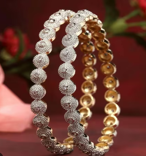 Handcrafted gold plated stone bangle set for women&girls