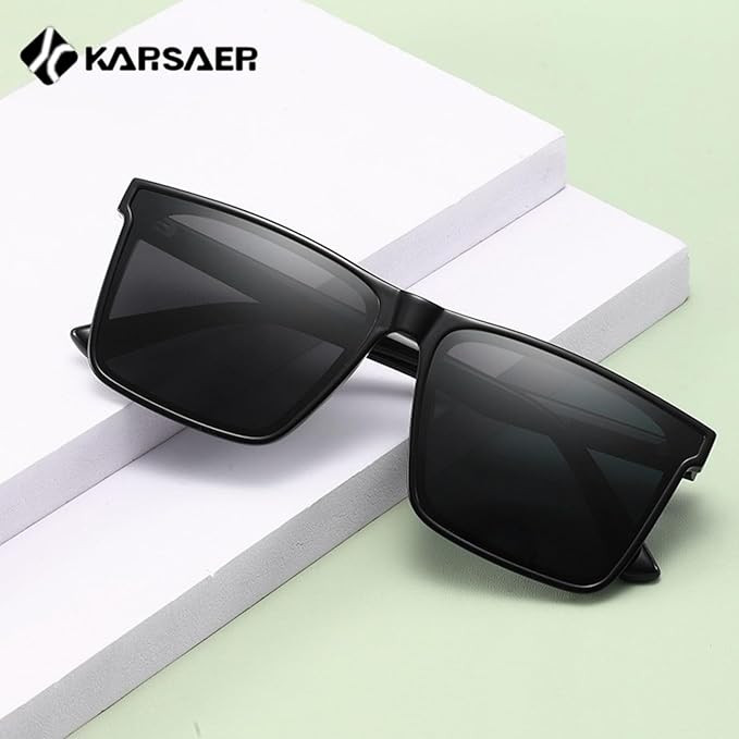 Karsaer Oversized Square Frame Polarized Sunglasses for Women Men UV Protection Stylish E1290
