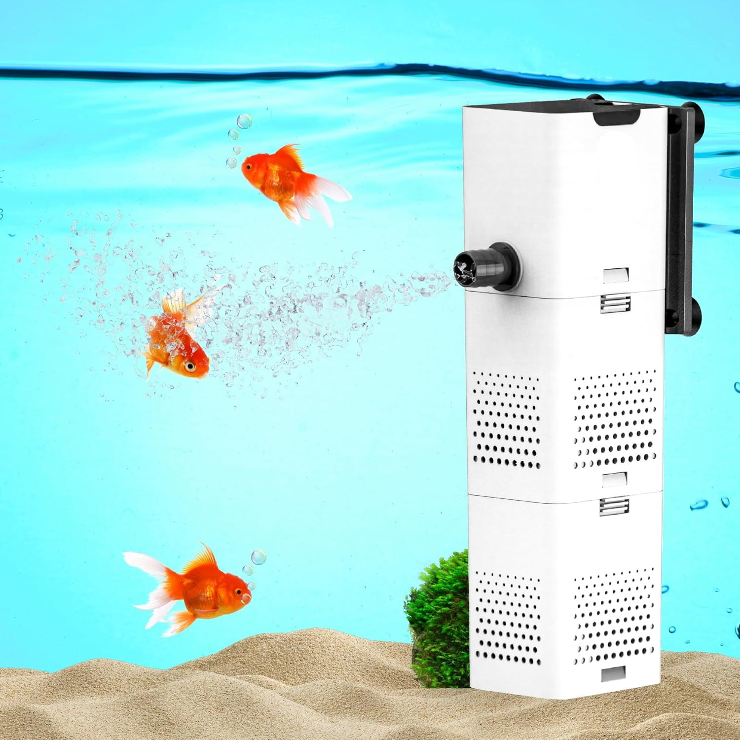 Buraq Ultra-Quiet Aquarium Filter 1000F | 14W | 1000L/H - Multi-Function Submersible Filtration Pump, Ultra-Silent, Submersible (XQP-1000F | 14W | 1000L/