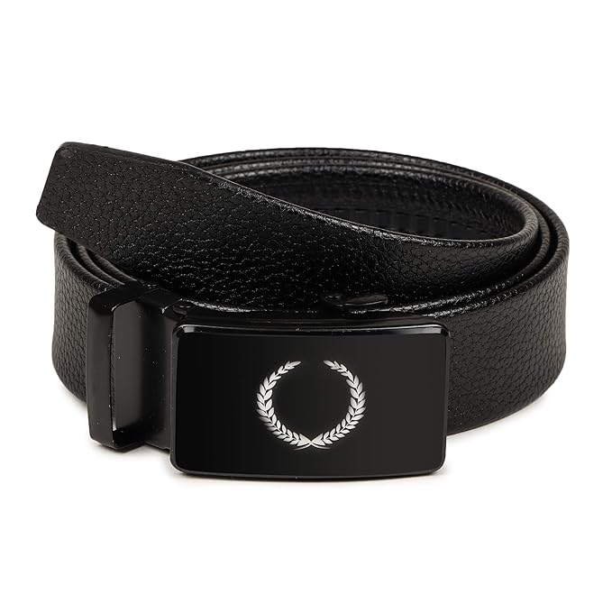 VOGARD Men's Vegan Leather Belt for Men | Formal & Casual | Autolock Buckle,Black | Fit all size upto 40 Inches Waist size