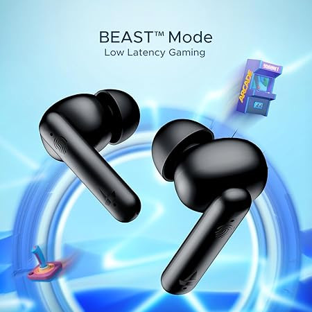 boAt Airdopes 141, Low Latency, ENx Tech, 42HRS Battery, Fast Charge, IWP, IPX4, v5.1 Bluetooth Earbuds, TWS Ear Buds Wireless Earphones with mic (Bold Black)