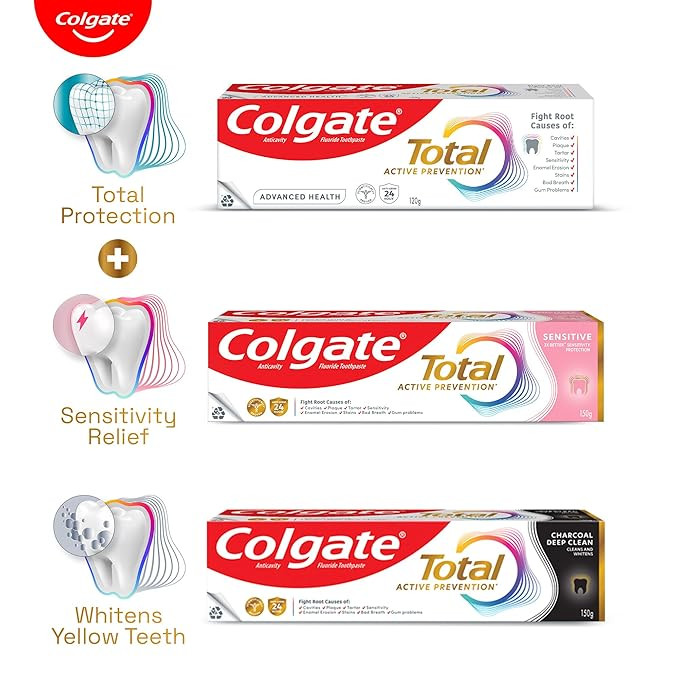 Colgate Total Advanced Health Anti-germ Toothpaste, 480g, Tooth Paste with 12-Hour Anti-Germ Protection, Whole Mouth Health (Combo Pack Offer
