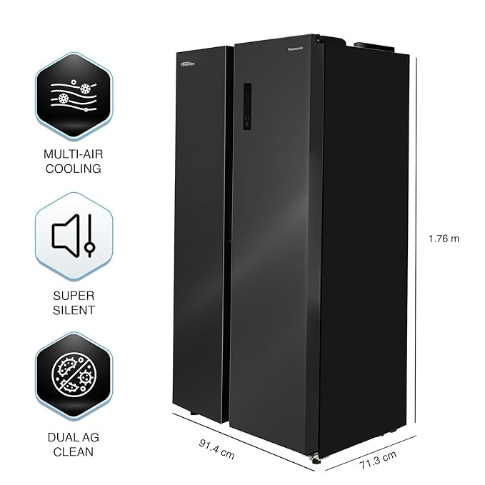 Panasonic 592 L Wifi Inverter Frost-Free Side by Side Refrigerator (NR-BS62MKX1, Black, Stainless Steel Finish)