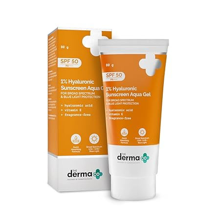 The Derma Co 1% Hyaluronic Sunscreen Aqua Gel SPF 50 PA++++ I For Oily, Dry, Acne-prone Skin |
