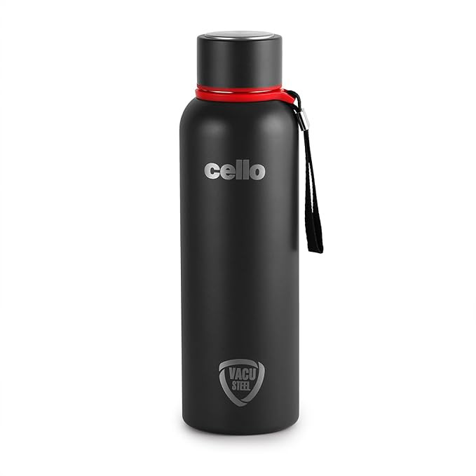 Cello Duro Kent Thermosteel Flask with DTP Coating, 750ml, Black | 24 Hours Hot and Cold Stainless Steel Bottle | Flask for Tea Coffee | Ideal for Office, Gym, Home, Hiking, Trekking, Travel Bottle