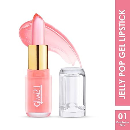 Glam21 Jelly Pop fruity gel lipstick| Moisturising | Glossy Finish | Gives a Natural Colour | Lightweight | 01- Cranberry Pink, 3.5gm