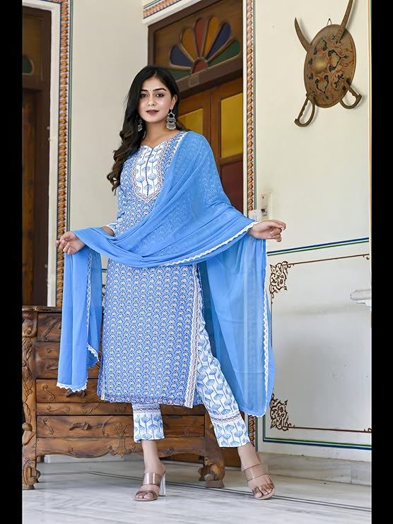 GoSriKi Women Kurta with Pant & Dupatta