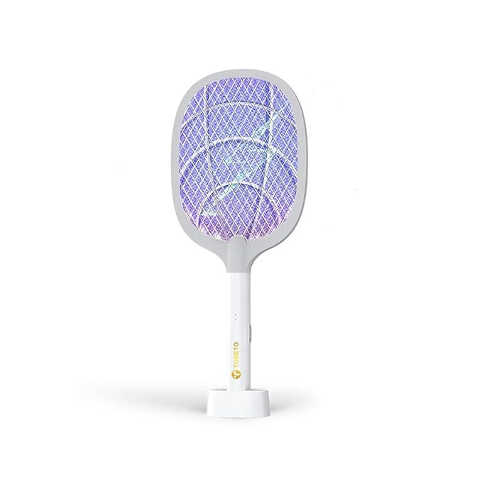 Toreto Mosquito Killer Racket Bat | 2 in 1 Auto Mode | UV Light | Mosquito Swatter/Zapper | Swift Kill | Electric Insect Killer bat | 1800mAh Rechargeable Powerful Battery (Made in India)