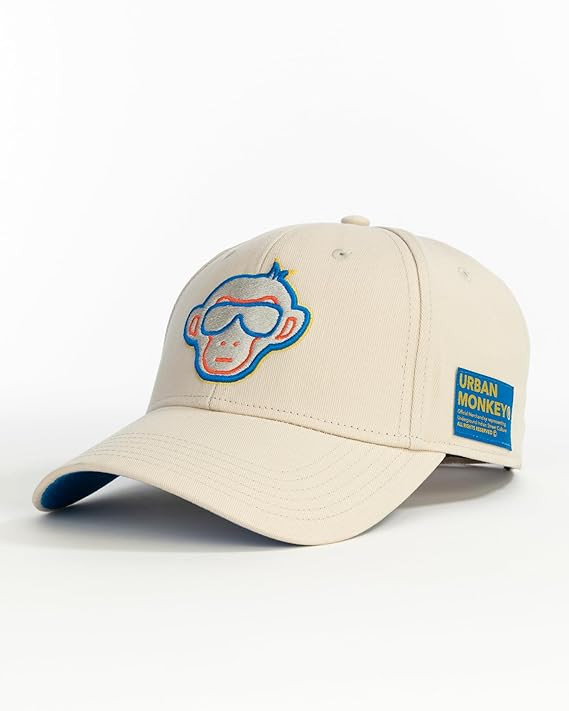 URBAN MONKEY Frontrunner 100% Cotton Off White Baseball Cap for Men & Women | Comfort and Style Sports Cap, Designed & Seeking The Perfect Fashion | One Size Fits Most