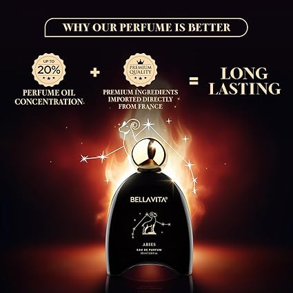 BELLAVITA Newly Launched Zodiac Collection Aries EDP Unisex | Oud, Floral and Musk | Premium Long Lasting Fragrance Perfume for Men and Women, 100ml