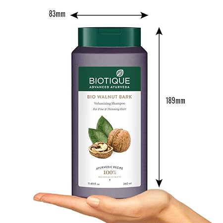 Biotique Bio Walnut Volume and Bounce Shampoo and Conditioner | For Fine and Thinning Hair| Volumizing Shampoo for Thin Hair |100% Botanical Extracts |340ml