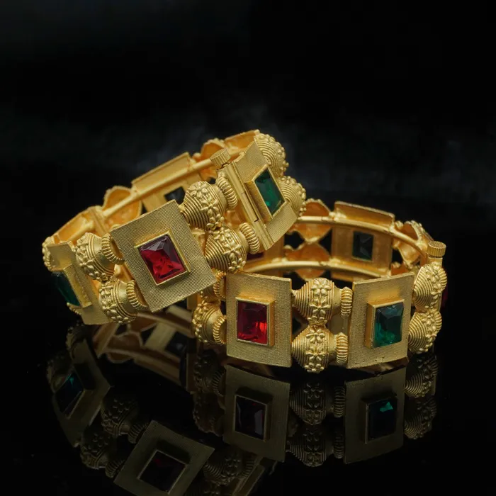 Ruby Green Diamond Copper Bangles