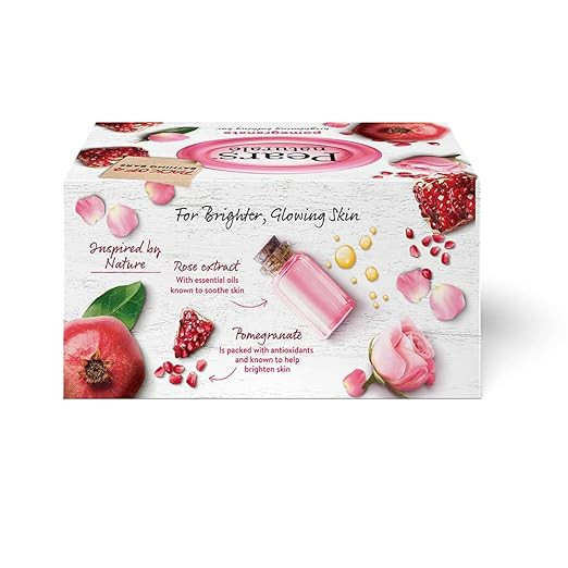 Pears Natural Pomegranate Brightening Bathing Soap Bar, 125 g (Pack of 4)