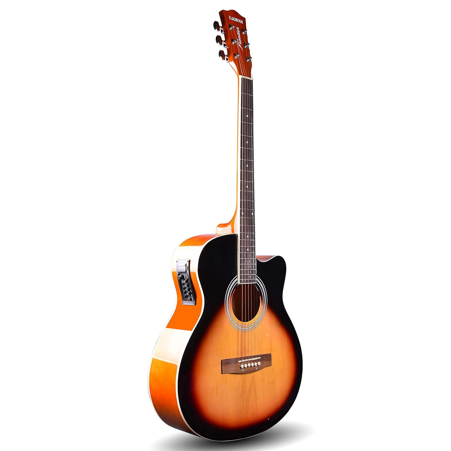 Kadence Frontier Series 40 Incheses wood Semi Acoustic Guitar With Die Cast Keys (Bag,Strap,Strings And 3 Picks) (Sunburst)