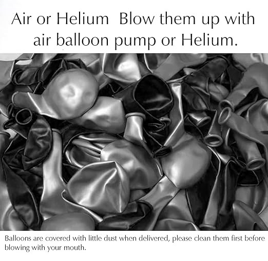 Party Propz Black Balloons for Decoration - Pack of 50 Black & Silver Metallic Balloons Visit the Party Propz Store