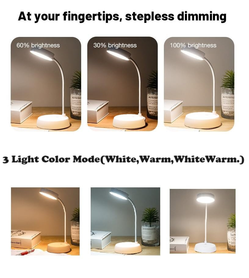 SaleOn 3 Color Modes Desk Lamp Warm Light Table Lamp Rechargeable LED Desk Lamp Touch Lamp Student Eye Care Mobile Stand - 11T Pro White