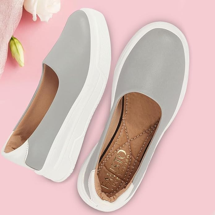 FAUSTO Women's Outdoor Fashion Comfort Height Enhance Platform Heel Ballerina Slip On Shoes