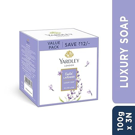 Yardley London English Lavender Luxury Soap| Daily Bathing Soap For Women| Luxury Soap With Creamy Lather| 90% Naturally Derived| 100g Each (Pack of 3)