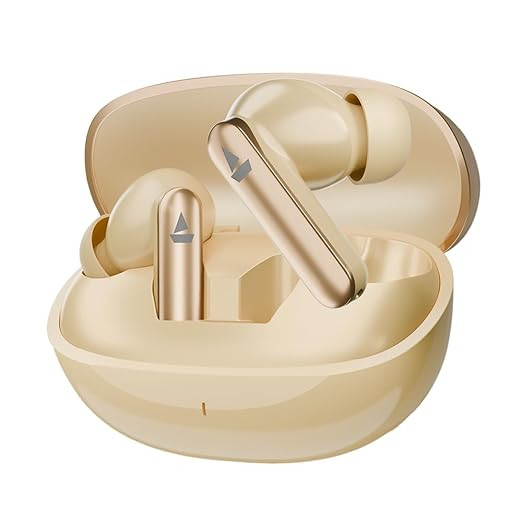 boAt Airdopes 301 TWS Earbuds w/ 75 hrs Playtime, Quad Mics with ENx, ASAP Charge, IWP Tech, Beast Mode with 50ms Low Latency, 10mm Drivers, Bluetooth v5.3 & IPX5 Resistance(Sunset Blush)