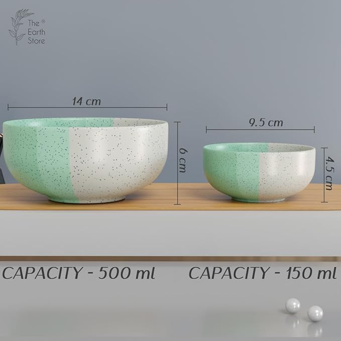 The Earth Store Handcrafted Tritone Green Matte 20 Piece Ceramic Dinner Set,