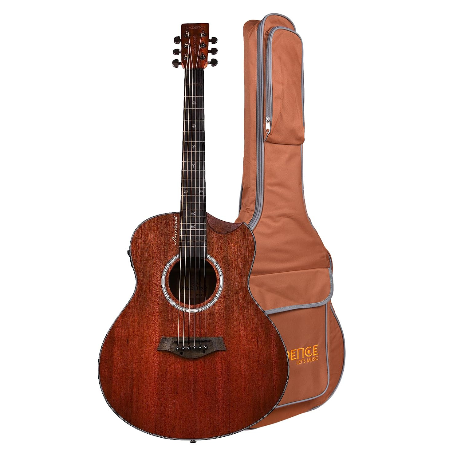 Kadence Slowhand Mahogany Top SHM03, Premium Semi Acoustic Guitar, 38" Size Travel Guitar, Demi-cutaway design, With padded bag and preamp