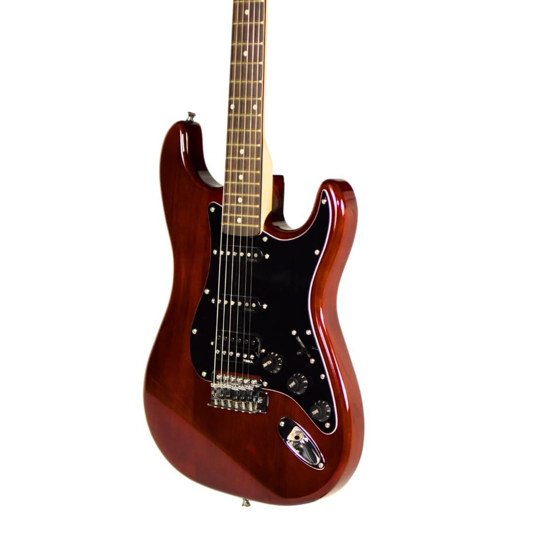 Vault Performer Pro ST 6 String Electric Guitar with Gigbag - High Gloss Mahogany