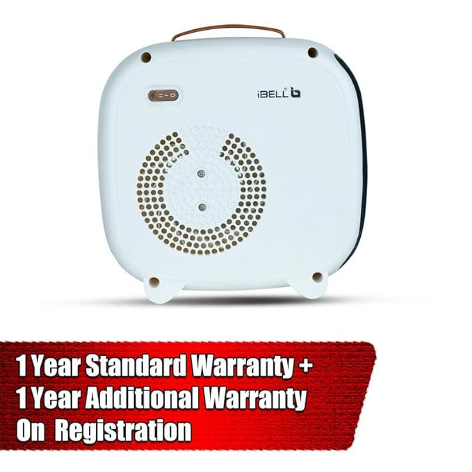 iBELL Portable Room Heater with 2 Year Warranty, 2200 Watts, Dual Heat Modes, Lightweight with Handle, For Bedroom/Kids/Office Cabin (White)