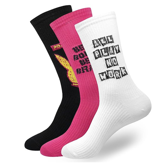 BALENZIA Cotton Blend Men's Playboy Crew Length Socks|Official Playboy Merchandise