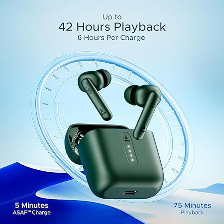 boAt Airdopes 141, Low Latency, ENx Tech, 42HRS Battery, Fast Charge, IWP, IPX4, v5.1 Bluetooth Earbuds, TWS Ear Buds Wireless Earphones with mic (Bold Black)