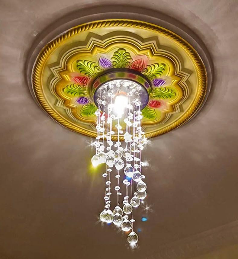 K9CRYSTALIGHT K9C Crystal Chandelier for Living Room Ceiling Light (Height 2 Feet, WarmWhite)(Spiral) (Plate Width 8 inch)