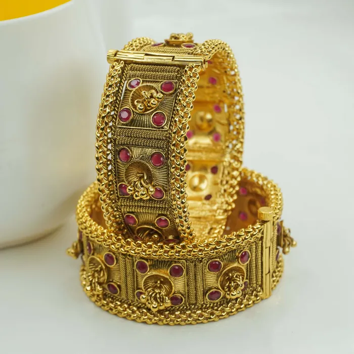 ruby design gold plated copper bangles