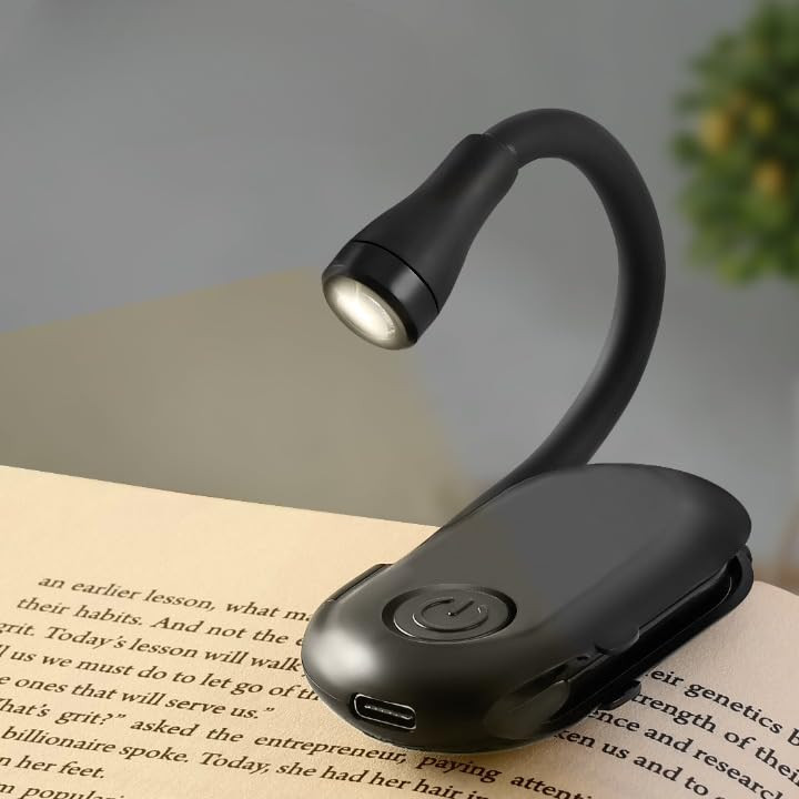 Gesto Rechargeable Book Reading Light with Clip – 3 Color Changing Light for Reading in Bed | 80 Hours Runtime Book Led Lamp for Night Reading | Flexible Goose Neck Clip on Book Light for Book Lovers