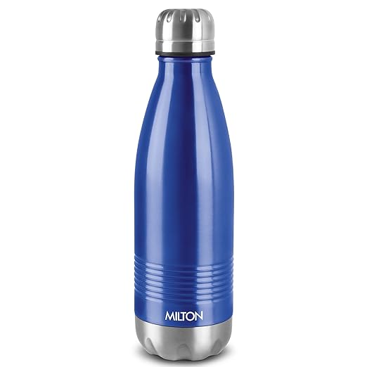 Milton Duo DLX 1000 Thermosteel 24 Hours Hot and Cold Water Bottle, 1 Piece, 1 Litre, Blue | Leak Proof | Office Bottle | Gym | Home | Kitchen | Hiking | Trekking | Travel Bottle